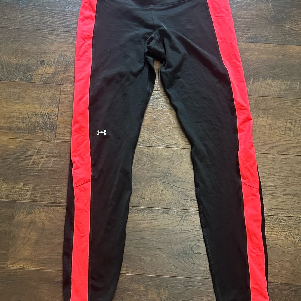 Under Armour Black Leggings with Red Stripes
